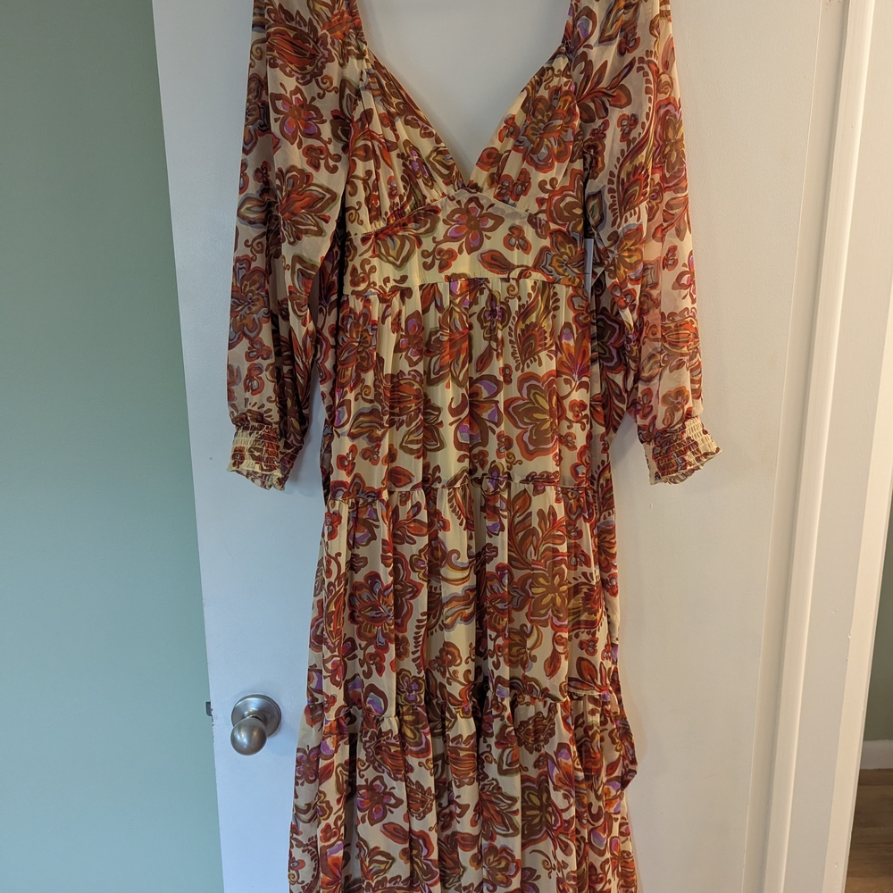Jessica Simpson Multicolor Floral Long Sleeve Dress